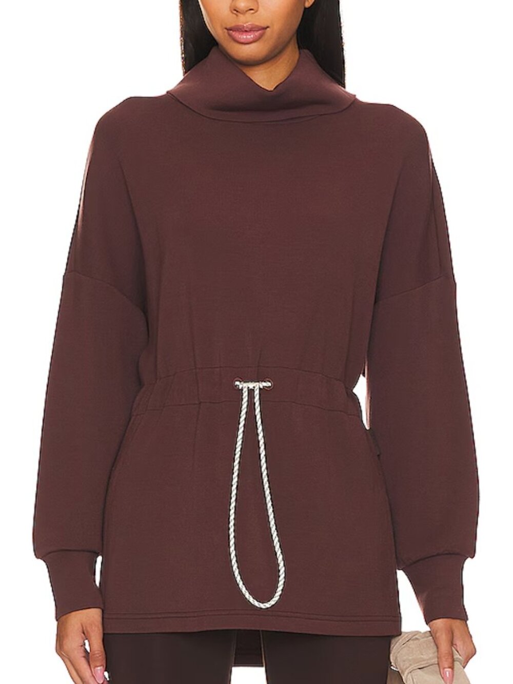 Varley Freya Turtleneck Sweatshirt - Deep Mahogany - Size XL